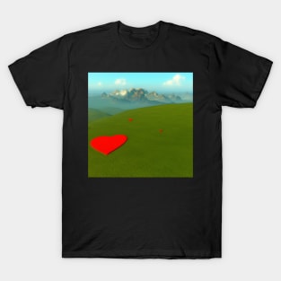 Valentine Wall Art - Hearts across the world - Unique Valentine Fantasy Planet Landsape - Photo print, canvas, artboard print, Canvas Print and T shirt T-Shirt